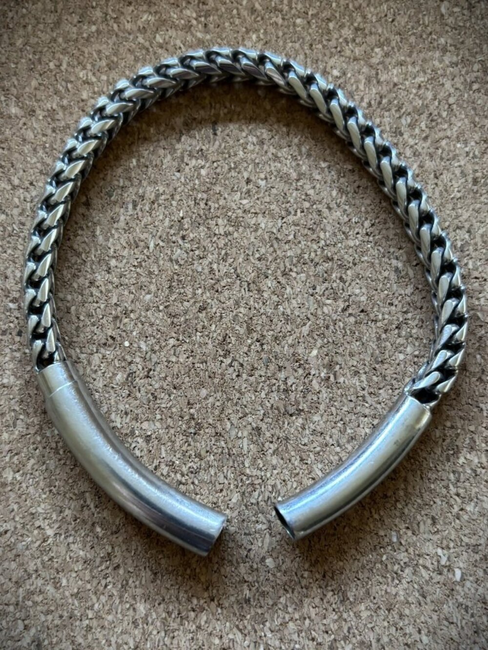 Sterling silver MOP wheat foxtail chain bracelet.